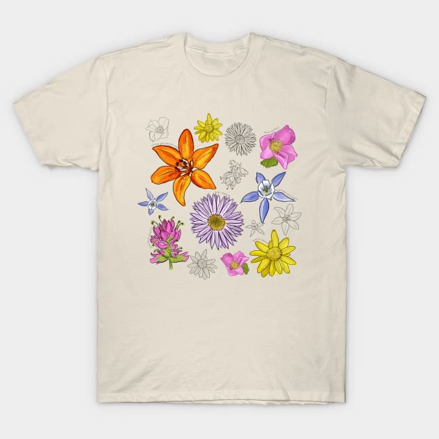 Wildflower Pattern T-Shirt by unclelindsey